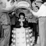 Carole Ann Ford in East Ham with Dalek Two. 