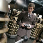 David Tennant plays with the radio controlled dome.