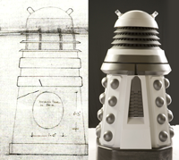 "Hinged Panel in Base" says the original plans 2010 Dalek on right right with secret panel