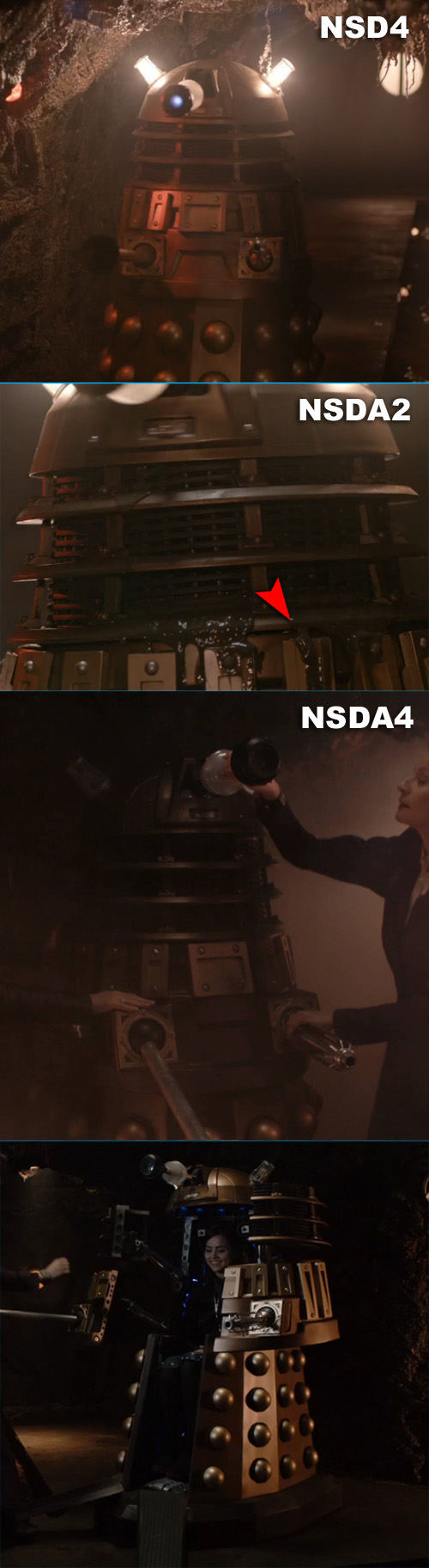 The four props used for one Dalek