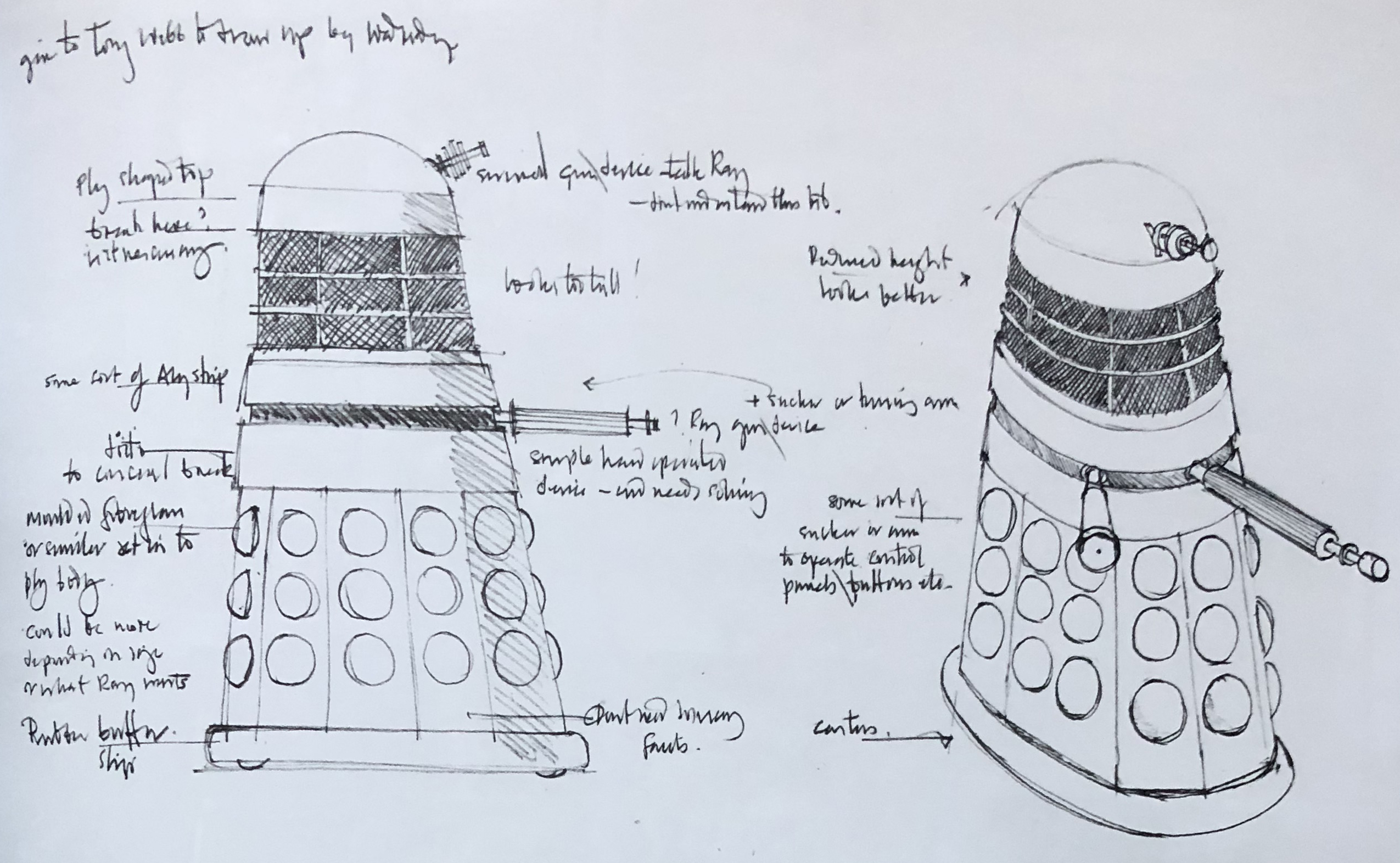 One of Davies' final sketches is close to the final form