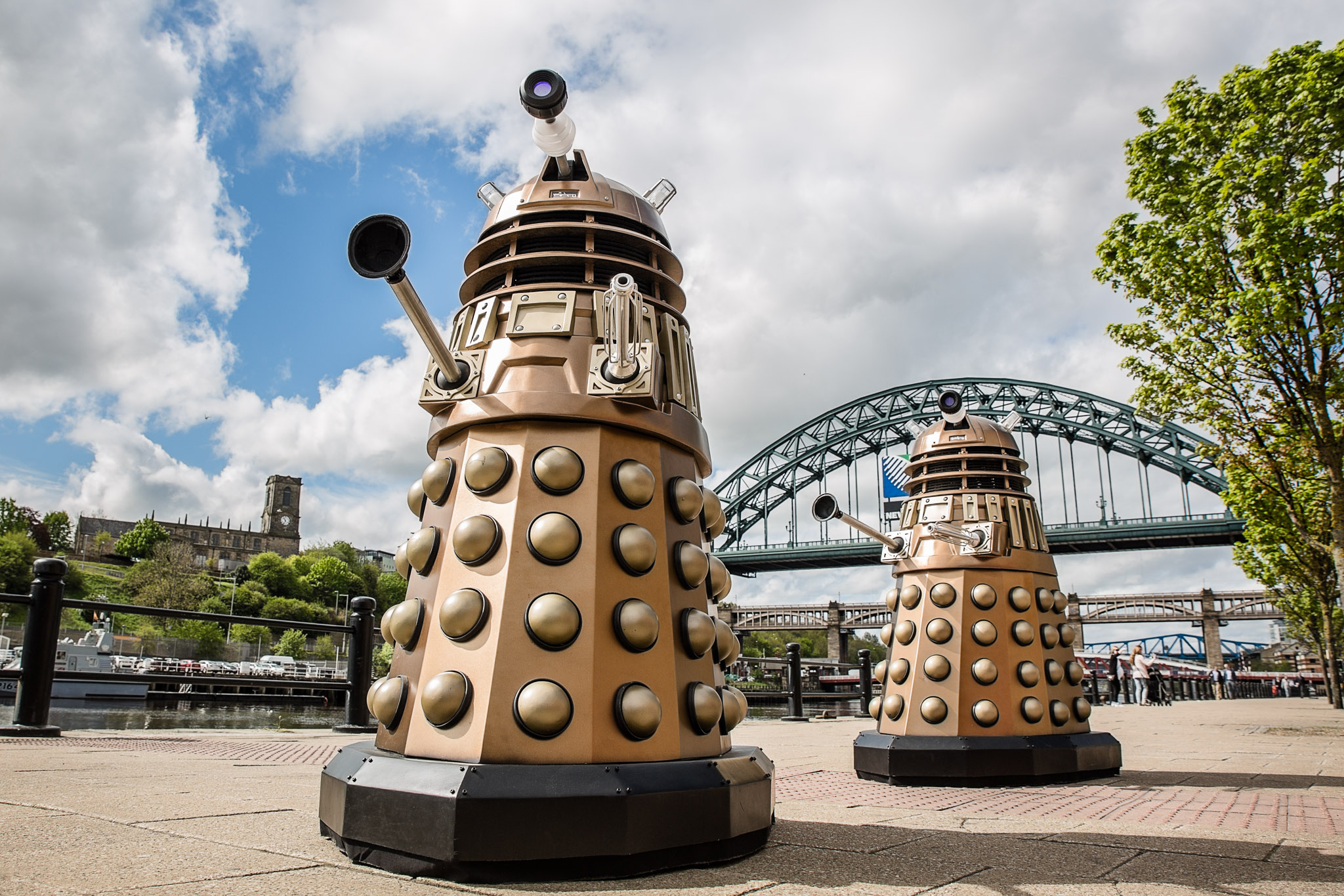 Two of the Symphonic Spectacular Daleks in Newcastle in 2015.